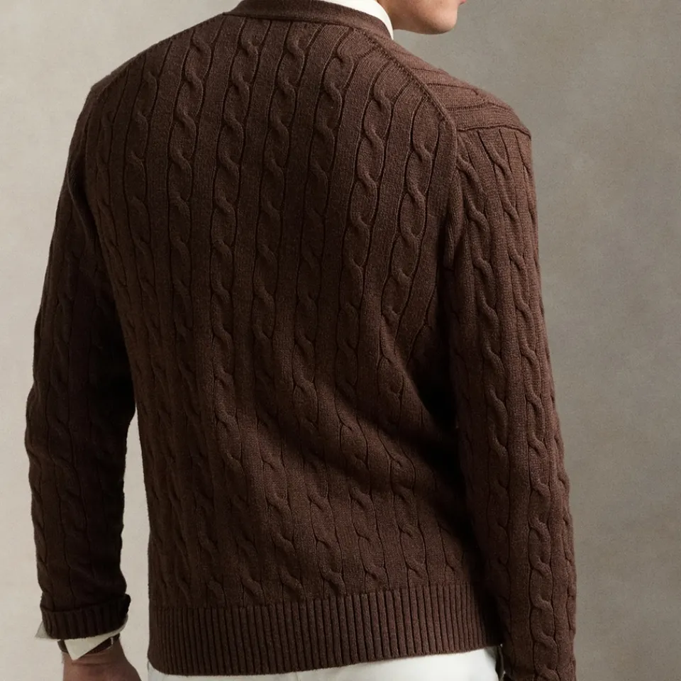 Cardigans|Knitwear|Polo Ralph Lauren Cotton Cable Knit Cardigan - M