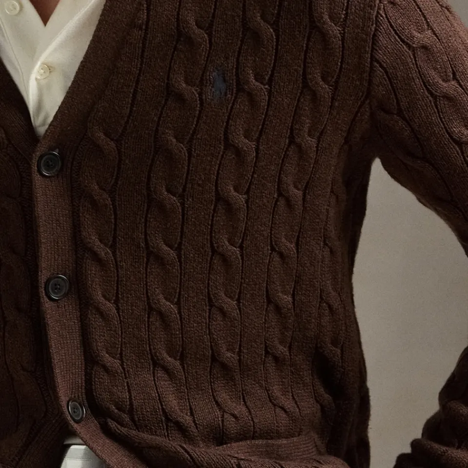 Cardigans|Knitwear|Polo Ralph Lauren Cotton Cable Knit Cardigan - M