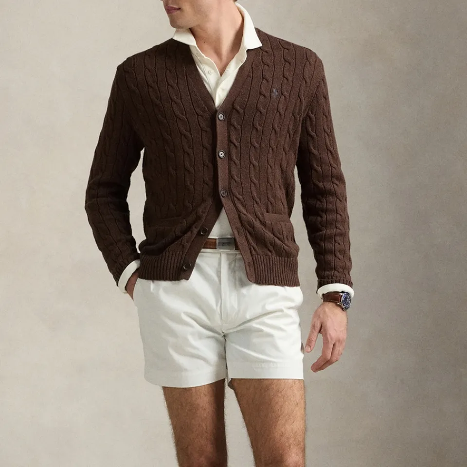 Cardigans|Knitwear|Polo Ralph Lauren Cotton Cable Knit Cardigan - M