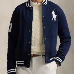 Jackets|Coats|Polo Ralph Lauren Cotton-Blend Jersey Baseball Jacket - S