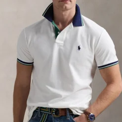 Polo Shirts|Polo Ralph Lauren Custom Slim Fit Cotton Mesh Tipped Polo Shirt - XXL