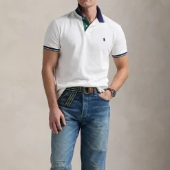 Polo Shirts|Polo Ralph Lauren Custom Slim Fit Cotton Mesh Tipped Polo Shirt - XXL