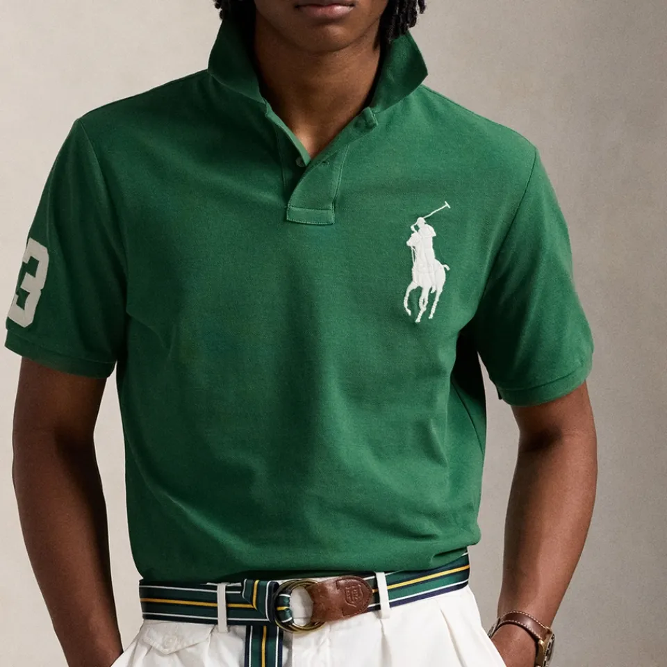 Polo Shirts|Polo Ralph Lauren Custom Slim Fit Contrast PP Cotton Mesh Polo Shirt - S
