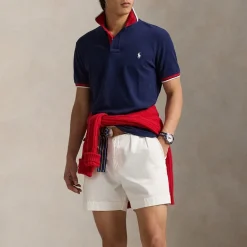 Polo Shirts|Polo Ralph Lauren Custom Slim Fit Cotton Mesh Tipped Polo Shirt - M