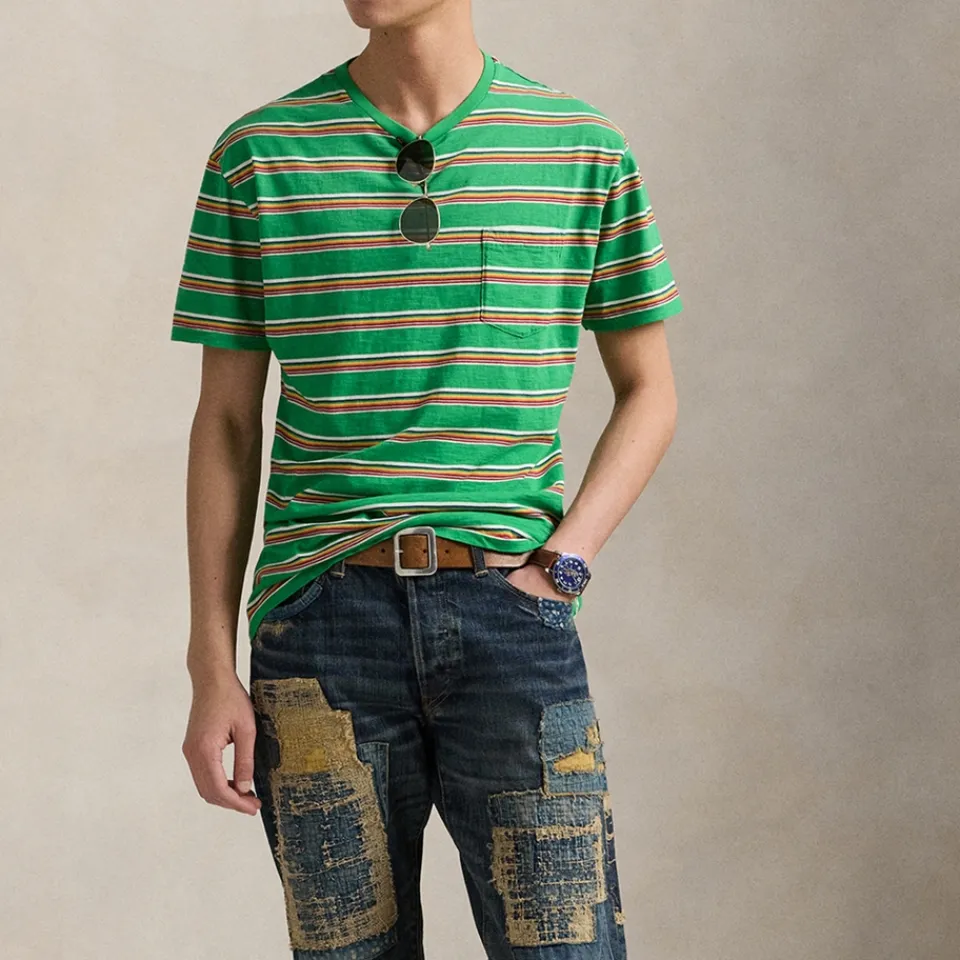T-Shirts|T-Shirts|Dr. Martens Polo Ralph Lauren Men's Classic Fit Striped T-Shirt - Stem Multi - S