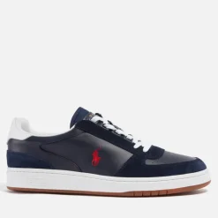 Trainers|Dr. Martens Polo Ralph Lauren Men's Polo Court Leather/Suede Trainers - Newport Navy/RL2000 Red - UK 7