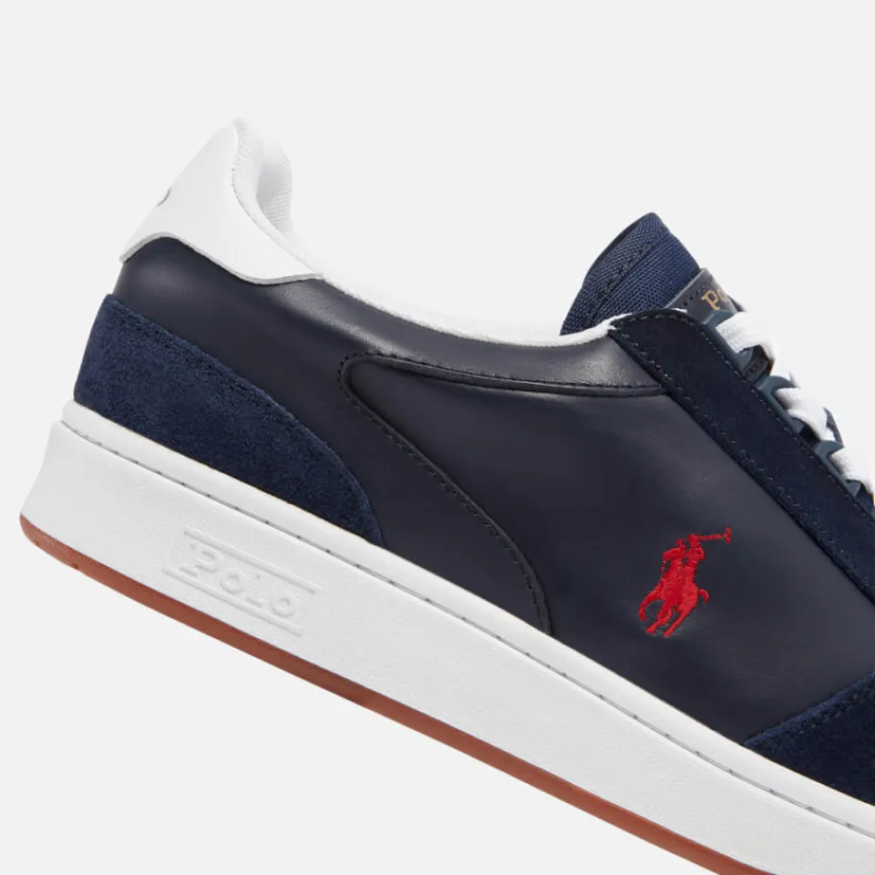 Trainers|Dr. Martens Polo Ralph Lauren Men's Polo Court Leather/Suede Trainers - Newport Navy/RL2000 Red - UK 7