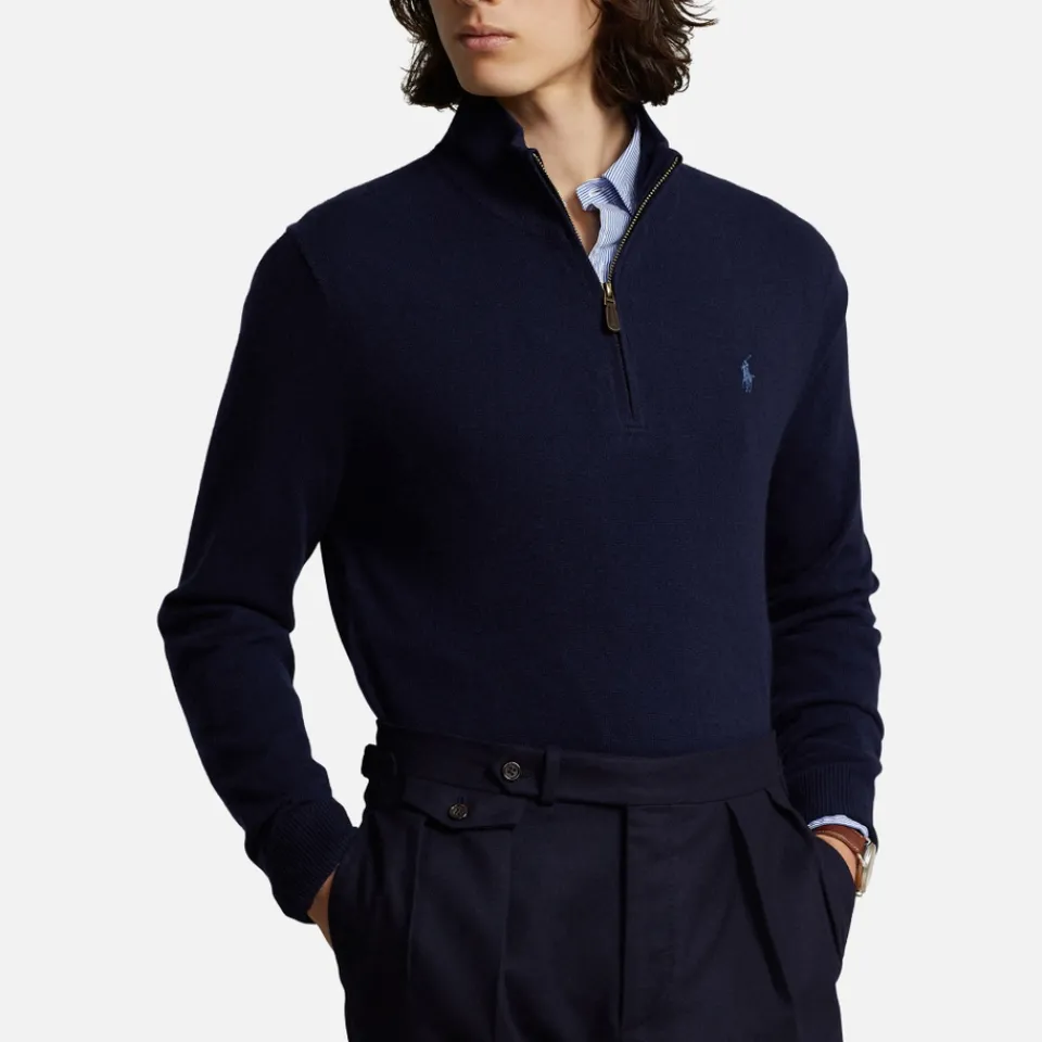 Knitwear|Polo Ralph Lauren Merino Wool Half-Zip Jumper - XXL