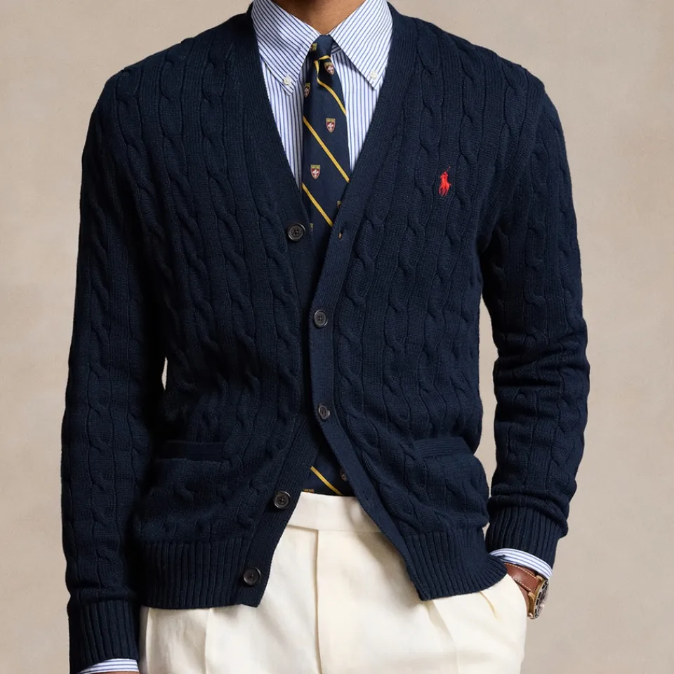 Cardigans|Knitwear|Dr. Martens Polo Ralph Lauren Roving Cable-Knit Cotton Cardigan - S