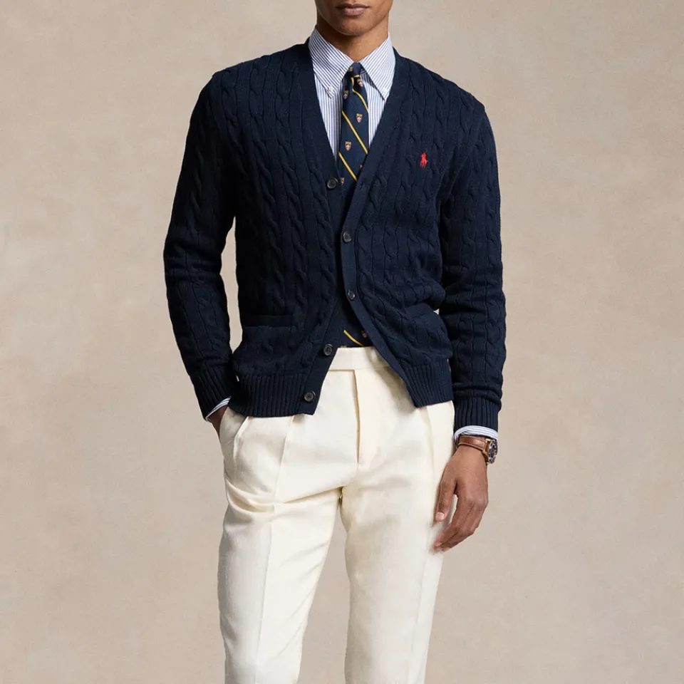 Cardigans|Knitwear|Dr. Martens Polo Ralph Lauren Roving Cable-Knit Cotton Cardigan - S