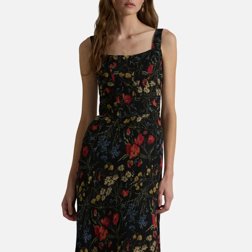 Dresses|Dresses|De La Vali Polo Ralph Lauren Sleeveless Floral-Print Chiffon Dress - UK 8