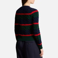 Knitwear|Dr. Martens Polo Ralph Lauren Striped Wool-Blend Cable-Knit Cardigan - XS