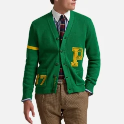 Cardigans|Knitwear|Dr. Martens Polo Ralph Lauren Varsity Logo Cotton-Knit Cardigan - L