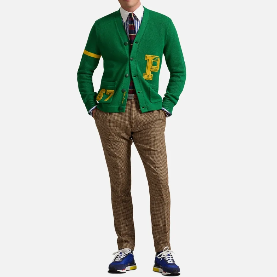 Cardigans|Knitwear|Dr. Martens Polo Ralph Lauren Varsity Logo Cotton-Knit Cardigan - L