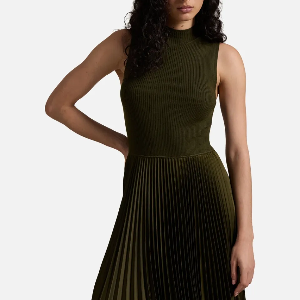 Dresses|Dresses|Dr. Martens Polo Ralph Lauren Wynna Ribbed-Knit Plissé Dress - XS