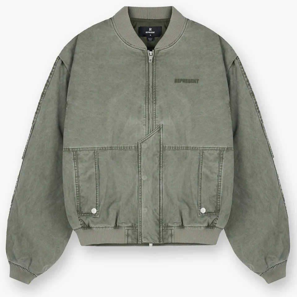 Jackets|Coats|REPRESENT Washed Cotton Bomber Jacket - S