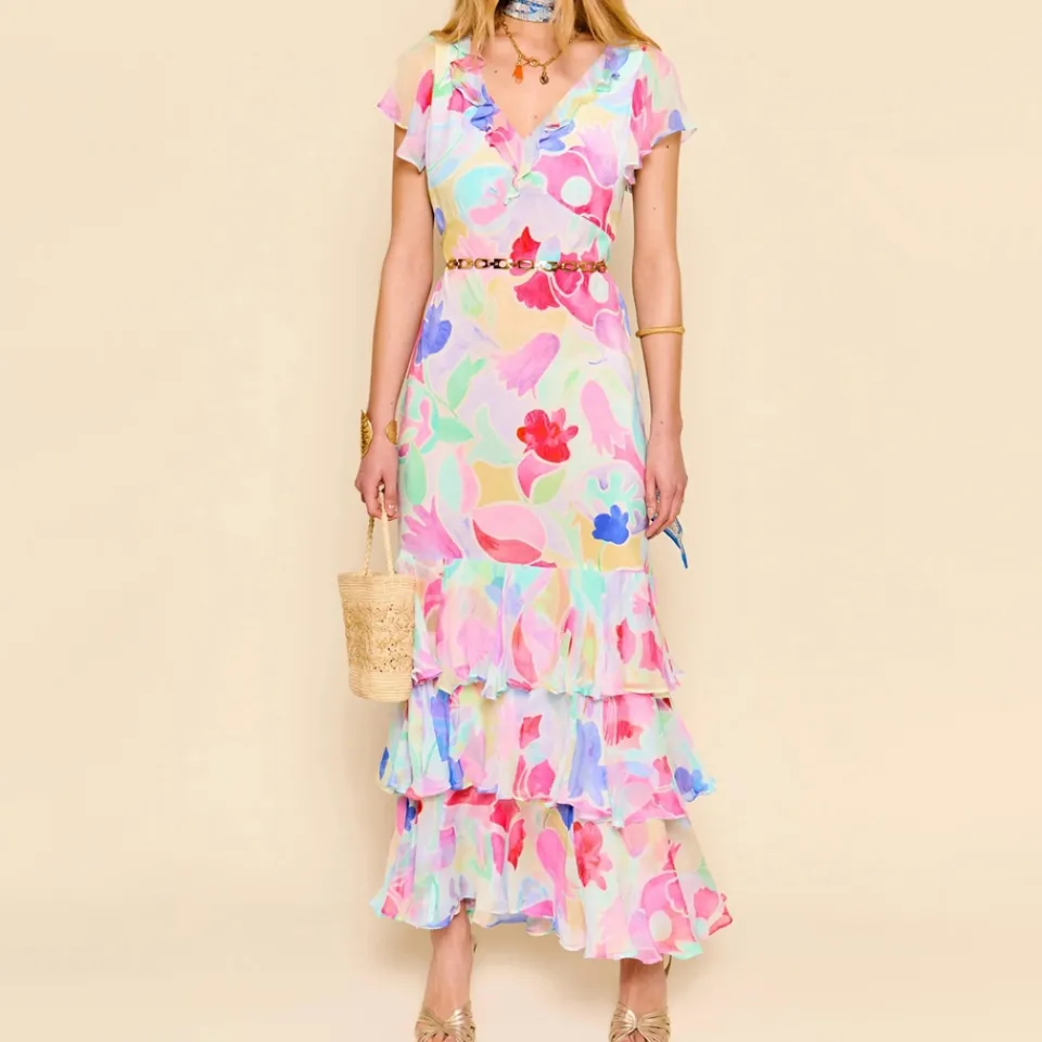 Dresses|Dresses|Anni Lu RIXO Amelle Floral-Print Crepe de Chine Dress - UK 6