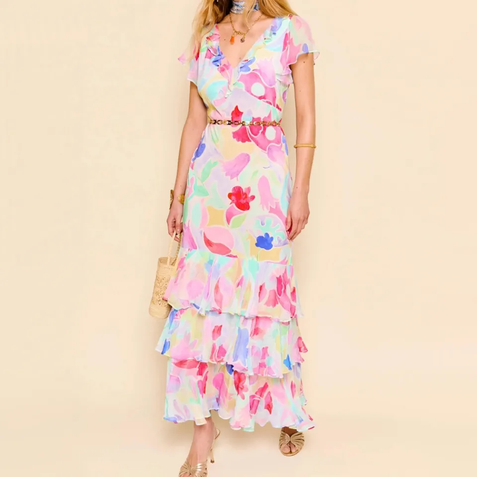 Dresses|Dresses|Anni Lu RIXO Amelle Floral-Print Crepe de Chine Dress - UK 6