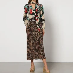 Skirts|Skirts|Dr. Martens RIXO Ardith Tiger-Print Silk Skirt - UK 10