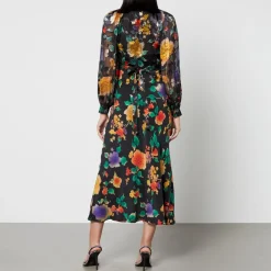 Dresses|Dresses|RIXO Ayla Floral-Print Chiffon Midi Dress - UK 6