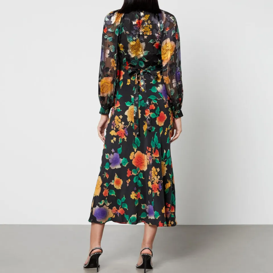 Dresses|Dresses|RIXO Ayla Floral-Print Chiffon Midi Dress - UK 6