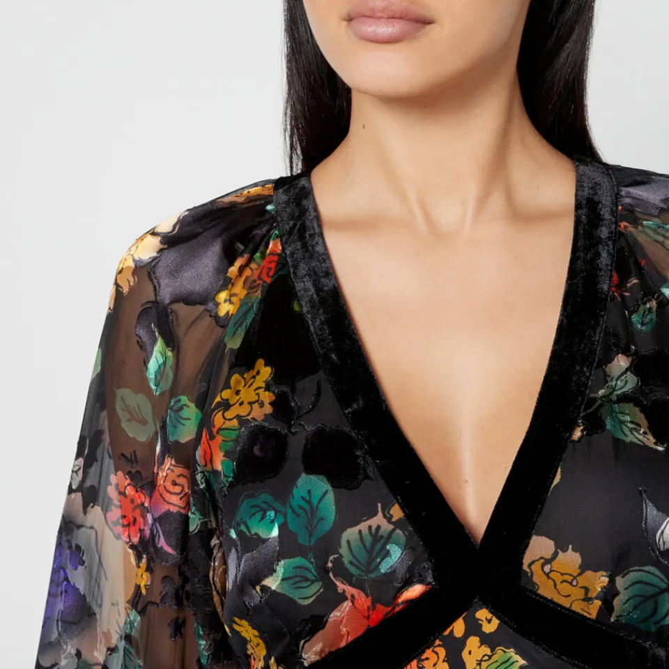 Dresses|Dresses|RIXO Ayla Floral-Print Chiffon Midi Dress - UK 6