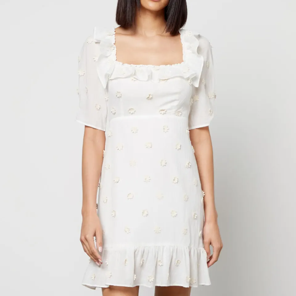 Dresses|Dresses|RIXO Camile Floral-Appliquéd Cotton-Gauze Mini Dress - UK 6