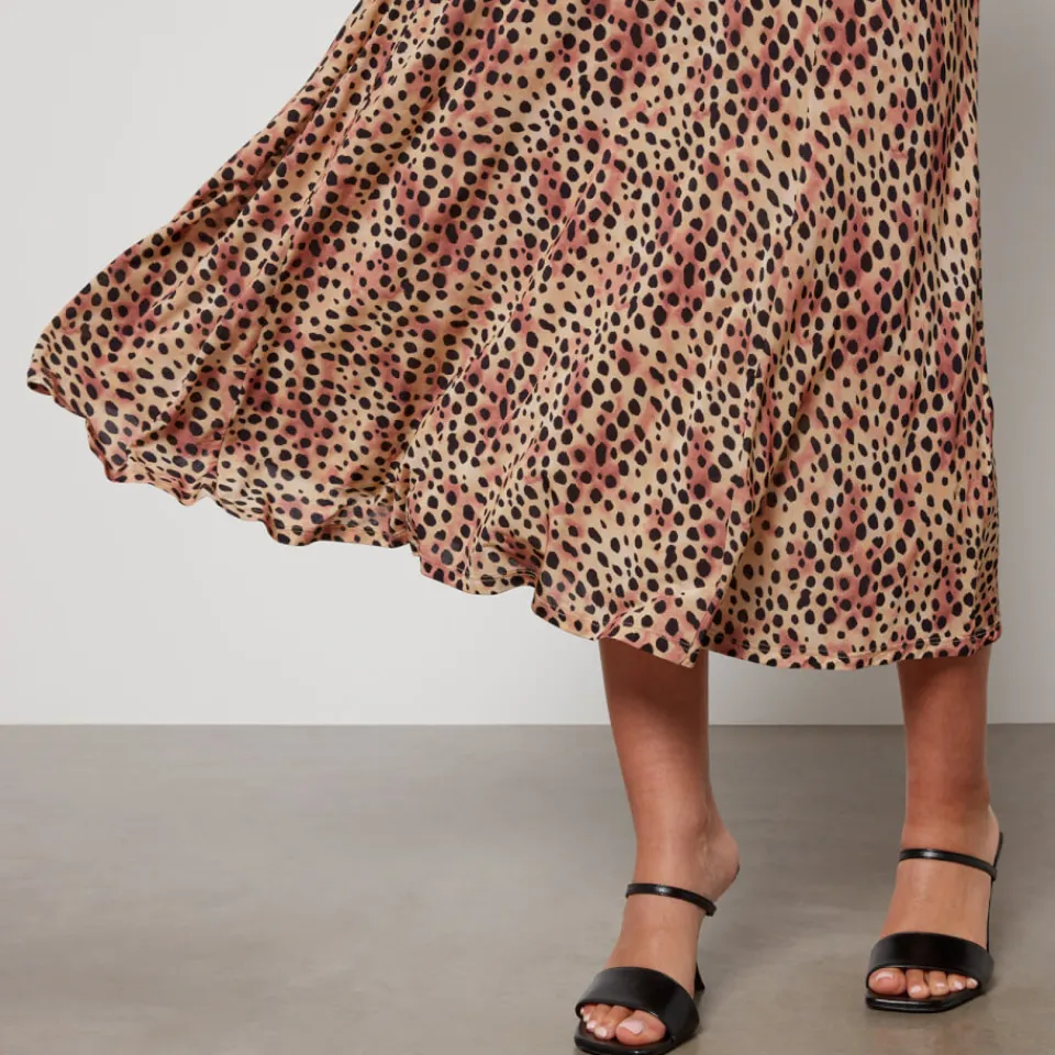 Dresses|Dresses|RIXO Cerise Leopard-Print Jersey Midi Dress - UK 8