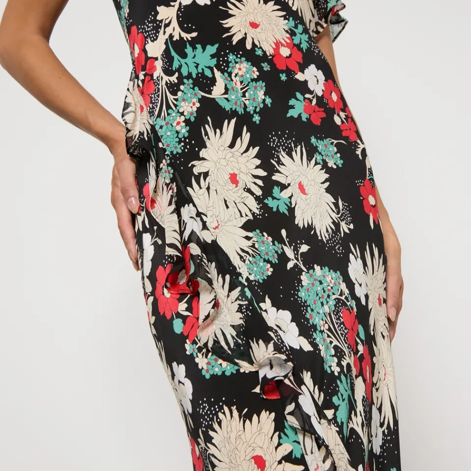 Dresses|Dresses|RIXO Clementina Floral-Print Silk-Chiffon Midi Dress - UK 6