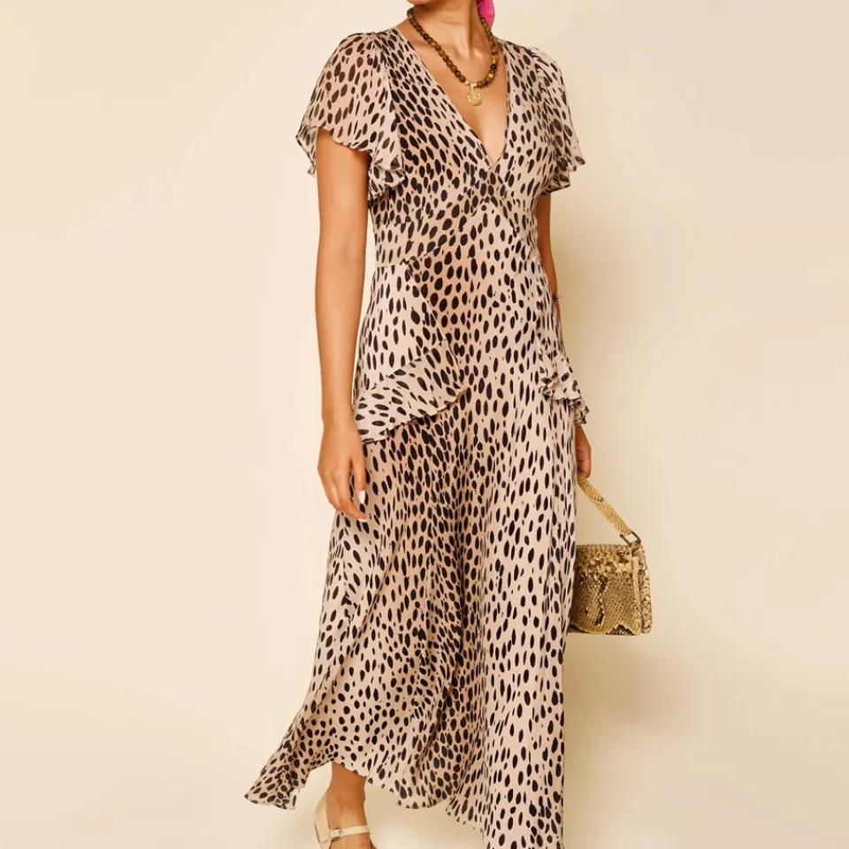 Dresses|Dresses|Varley Rixo Evie Spotted Crepe De Chine Georgette Dress - UK 10
