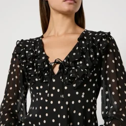 T-Shirts And Tops|Shirts And Blouses|RIXO Lasca Polka Dot Silk-Chiffon Blouse - UK 16