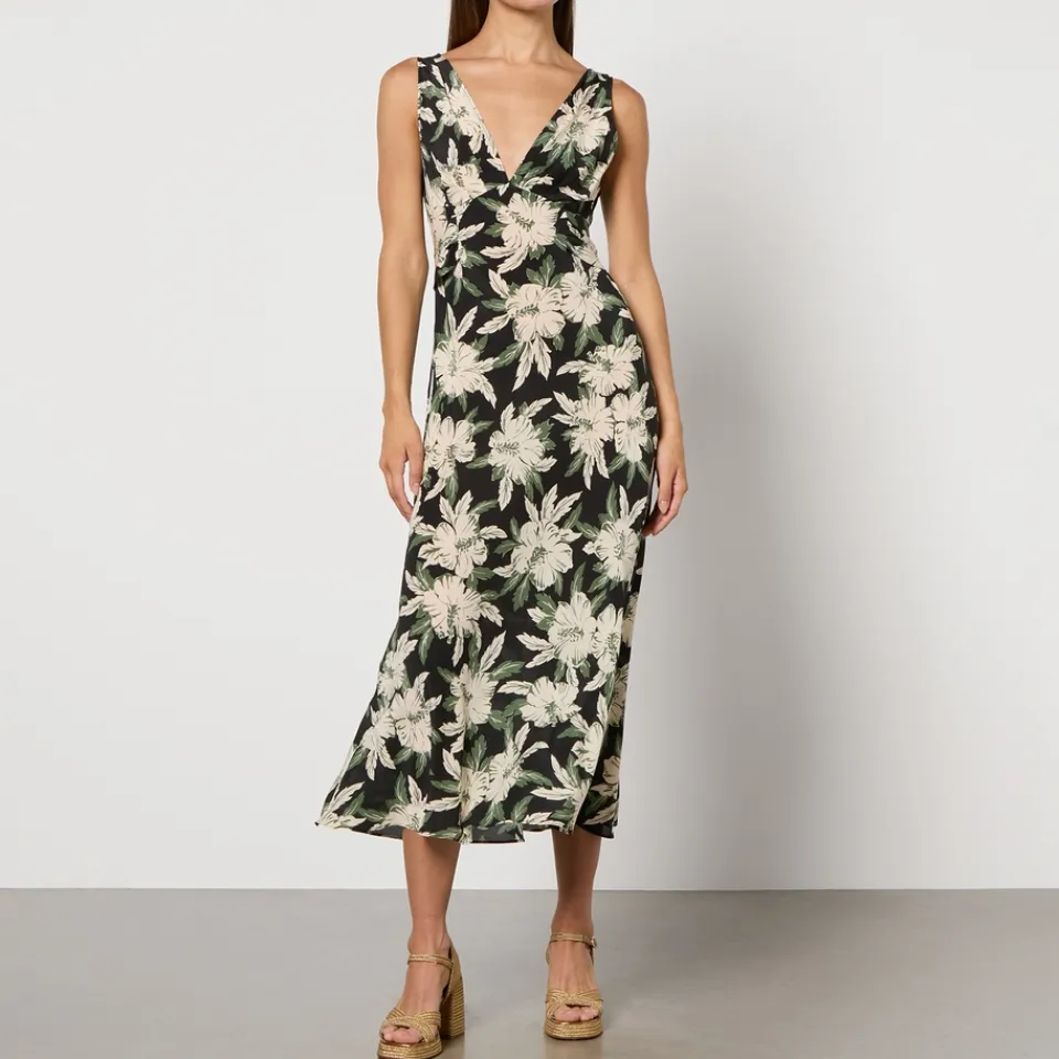 Dresses|Dresses|ROTATE Birger Christensen RIXO Lauriane Floral-Print Silk Midi Dress - UK 6