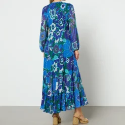 Dresses|Dresses|RIXO Lori Floral-Print Shirred Chiffon Midi Dress - UK 6
