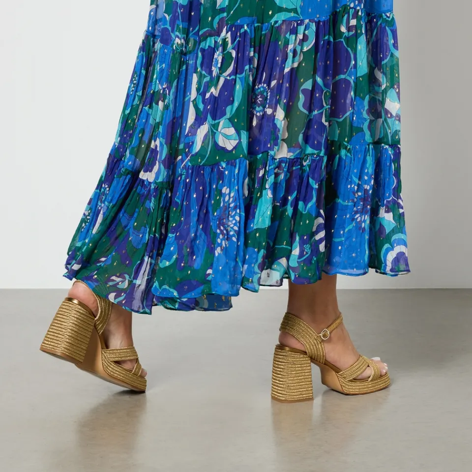 Dresses|Dresses|RIXO Lori Floral-Print Shirred Chiffon Midi Dress - UK 6