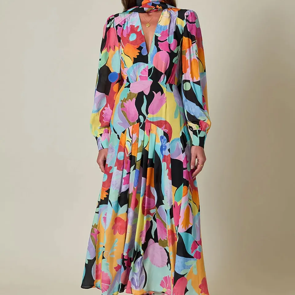 Dresses|Dresses|RIXO Marigold Floral-Print Crepe de Chine Dress - UK 6