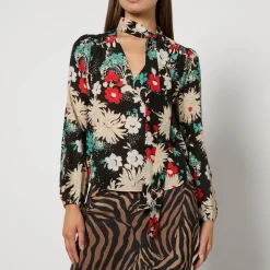 T-Shirts And Tops|Shirts And Blouses|RIXO Moss Floral-Print Silk-Chiffon Blouse - UK 8