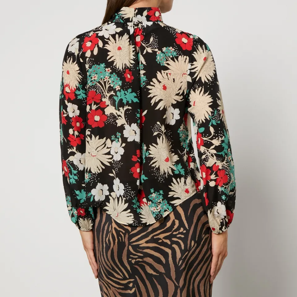 T-Shirts And Tops|Shirts And Blouses|RIXO Moss Floral-Print Silk-Chiffon Blouse - UK 8