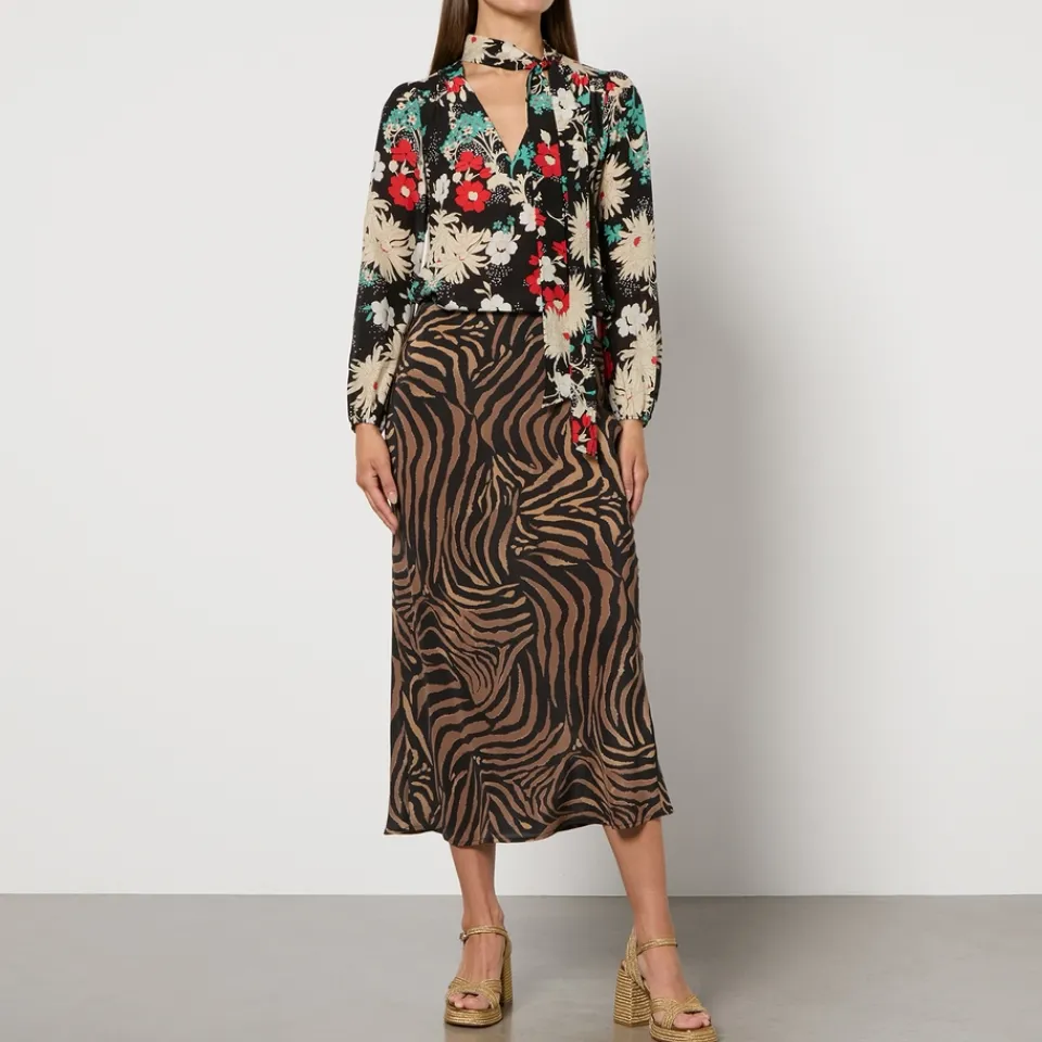 T-Shirts And Tops|Shirts And Blouses|RIXO Moss Floral-Print Silk-Chiffon Blouse - UK 8