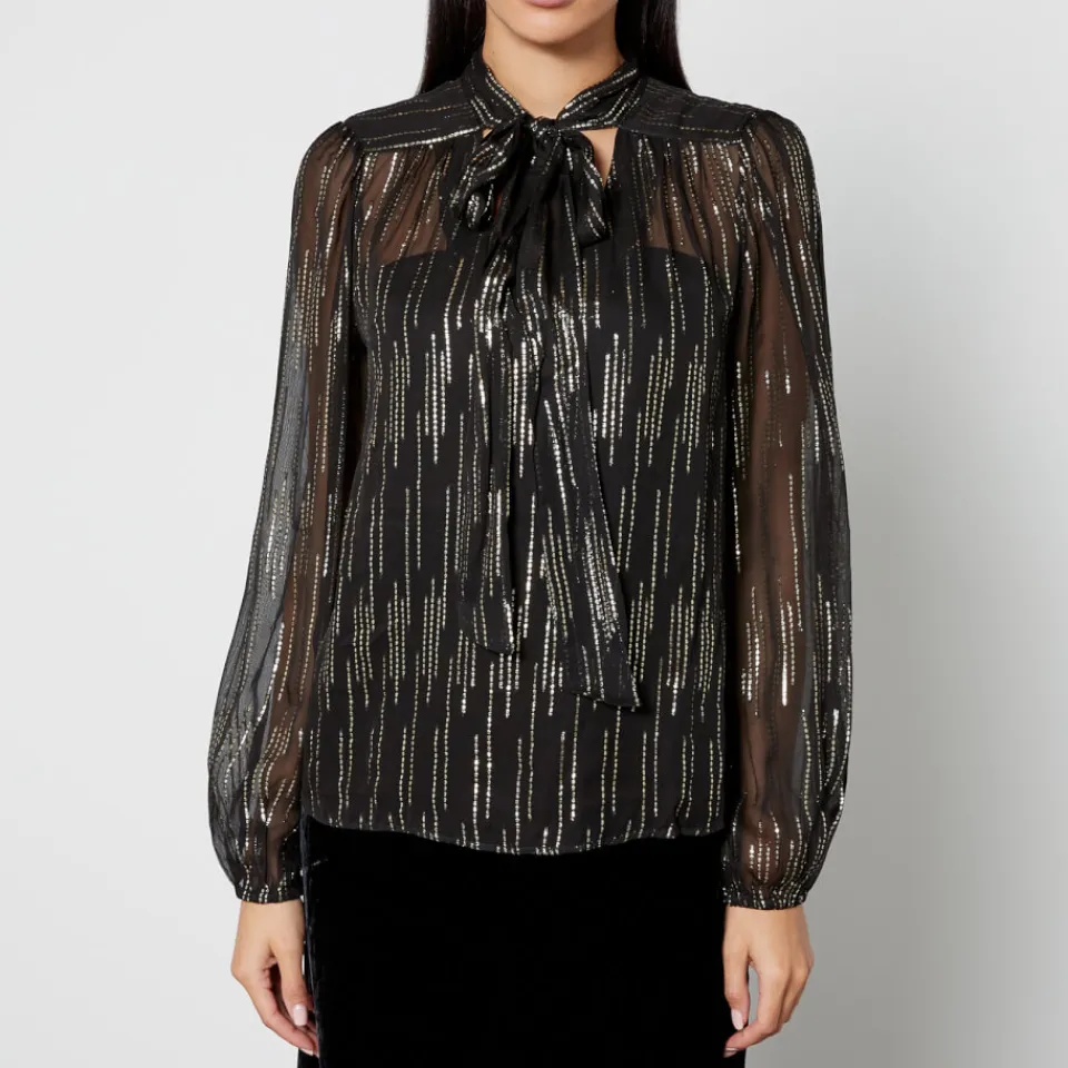 T-Shirts And Tops|Shirts And Blouses|RIXO Moss Satin-Jacquard Lurex Blouse - UK 6