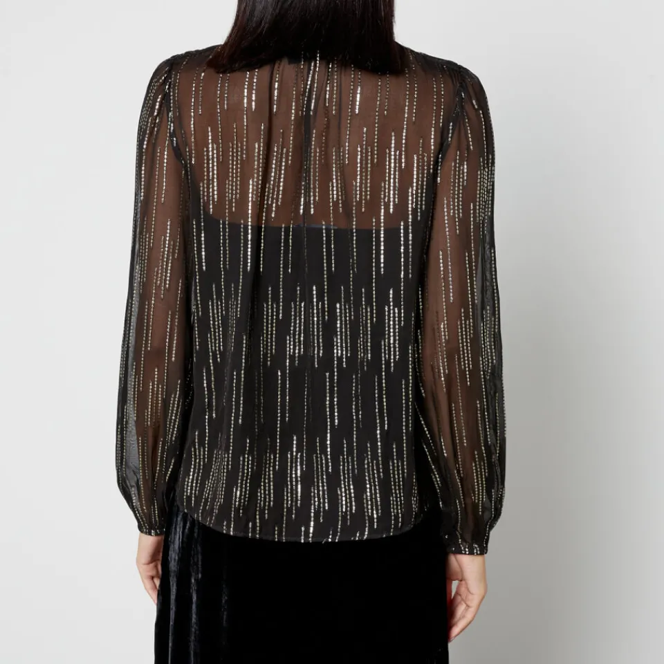 T-Shirts And Tops|Shirts And Blouses|RIXO Moss Satin-Jacquard Lurex Blouse - UK 6