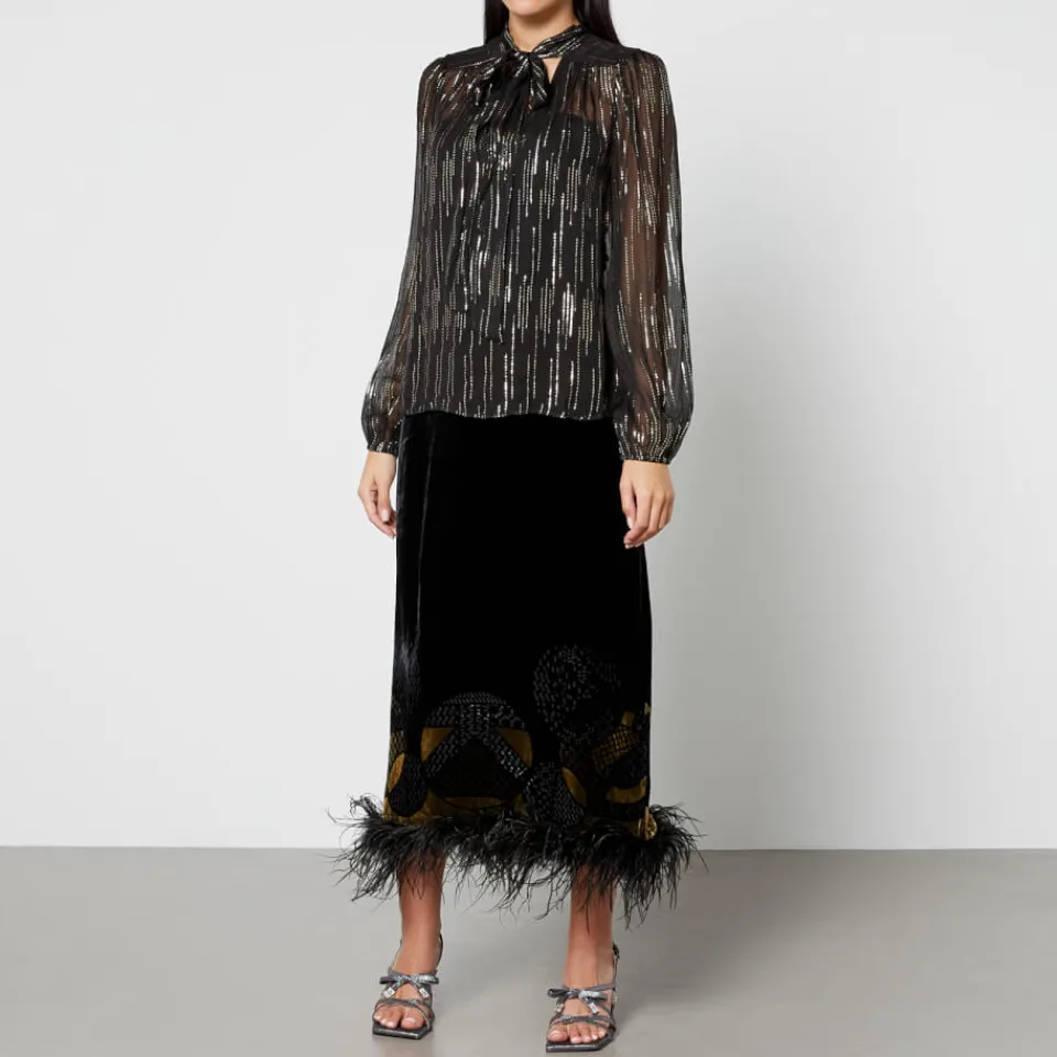 T-Shirts And Tops|Shirts And Blouses|RIXO Moss Satin-Jacquard Lurex Blouse - UK 6