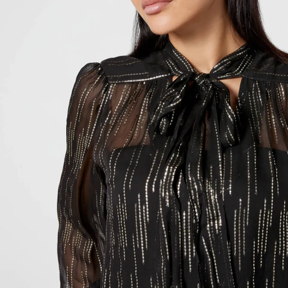 T-Shirts And Tops|Shirts And Blouses|RIXO Moss Satin-Jacquard Lurex Blouse - UK 6