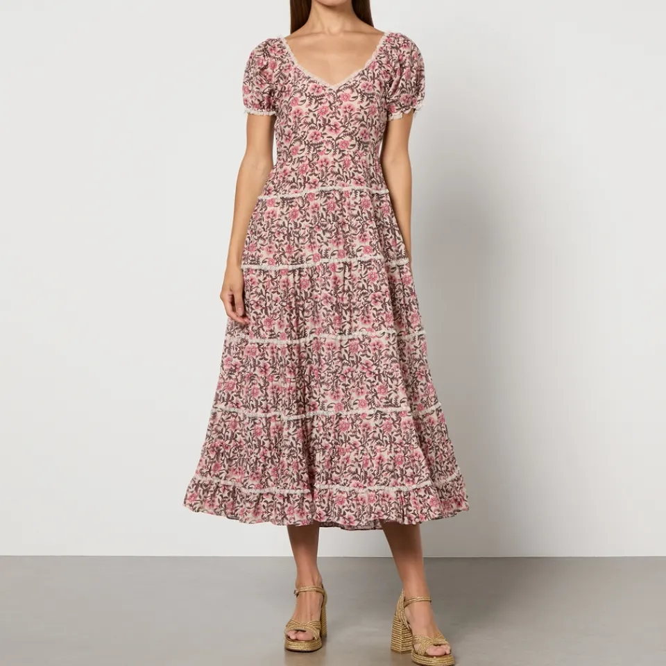 Dresses|Dresses|RIXO Ophelia Floral-Print Satin Midi Dress - UK 8