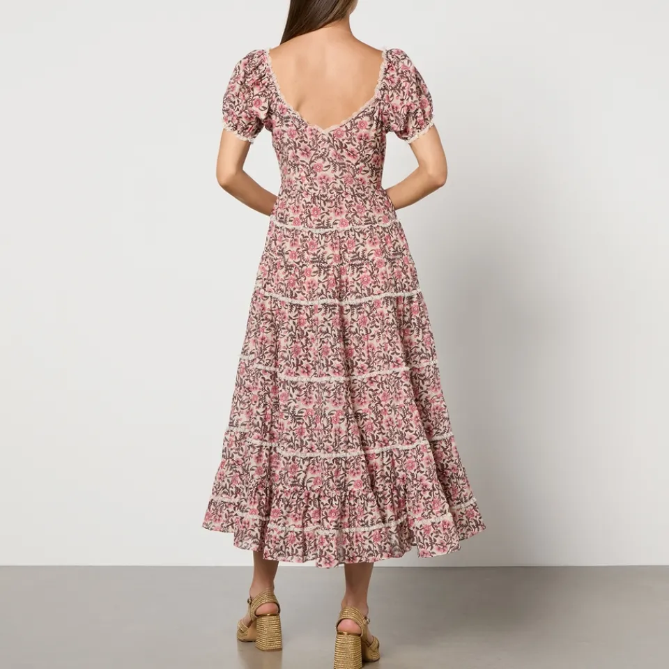 Dresses|Dresses|RIXO Ophelia Floral-Print Satin Midi Dress - UK 8