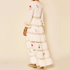 Dresses|Dresses|RIXO Regine Ombré Floral-Embroidered Cotton Dress - UK 8