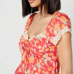 T-Shirts And Tops|Shirts And Blouses|Dr. Martens Rixo Rosella Floral-Print Satin Top - UK 18