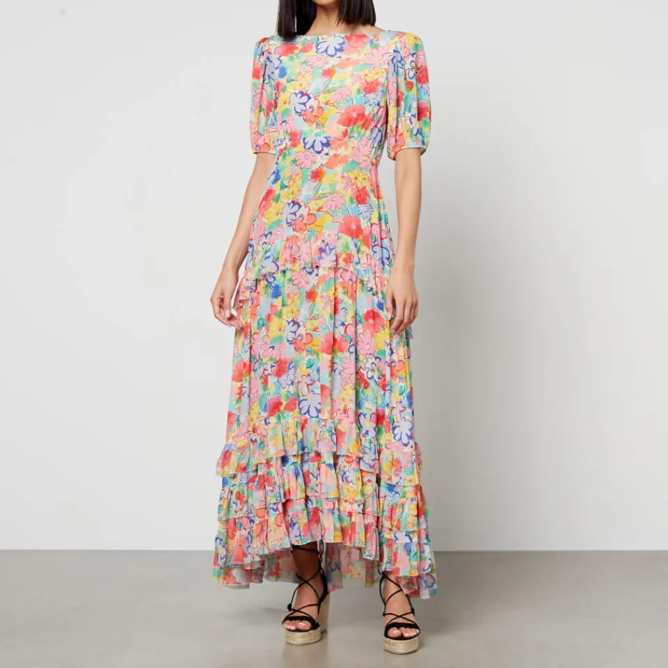 Dresses|Dresses|ROTATE Birger Christensen Rixo Shireen Floral-Print Silk-Chiffon Midi Dress - UK 6