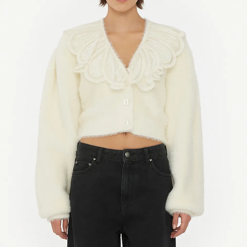 Knitwear|ROTATE Birger Christensen Lace Collar Knit Cardigan - DK 36/UK 8