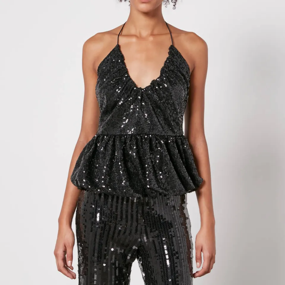 T-Shirts And Tops|Dr. Martens Rotate Birger Christensen Sequinned Mesh Halterneck Top - DK 36/UK 8