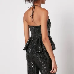 T-Shirts And Tops|Dr. Martens Rotate Birger Christensen Sequinned Mesh Halterneck Top - DK 36/UK 8